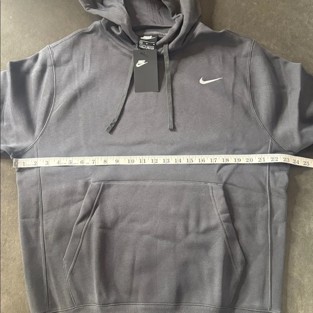 Nike Men’s Dark Gray Hoodie Fleece Lined Kangaroo Pocket Drawstring Hood Size M